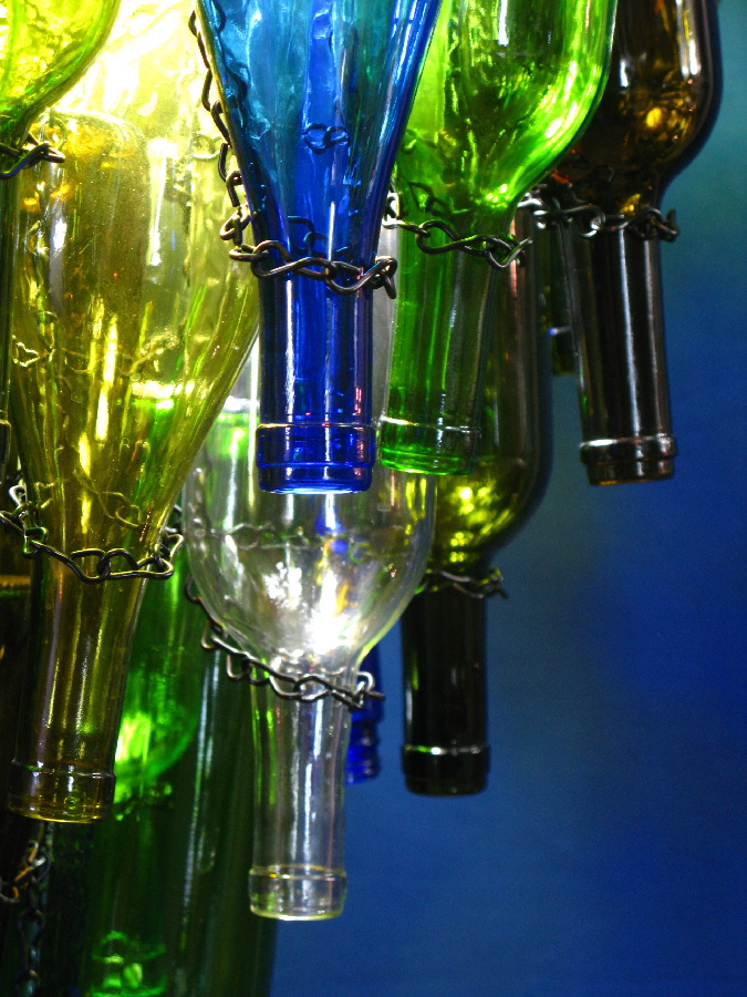 Eco1stArt.com Wine Bottle Chandelier Detail View
