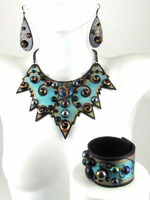 Blue Leaf Jewelry Set